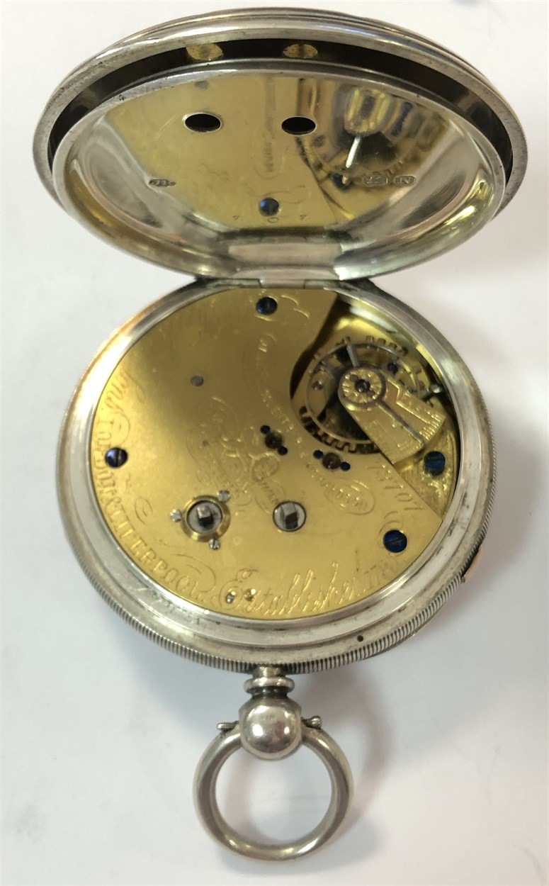 J Richardson, Coventry - A Victorian silver open faced chronograph pocket watch and chain, - Bild 7 aus 20