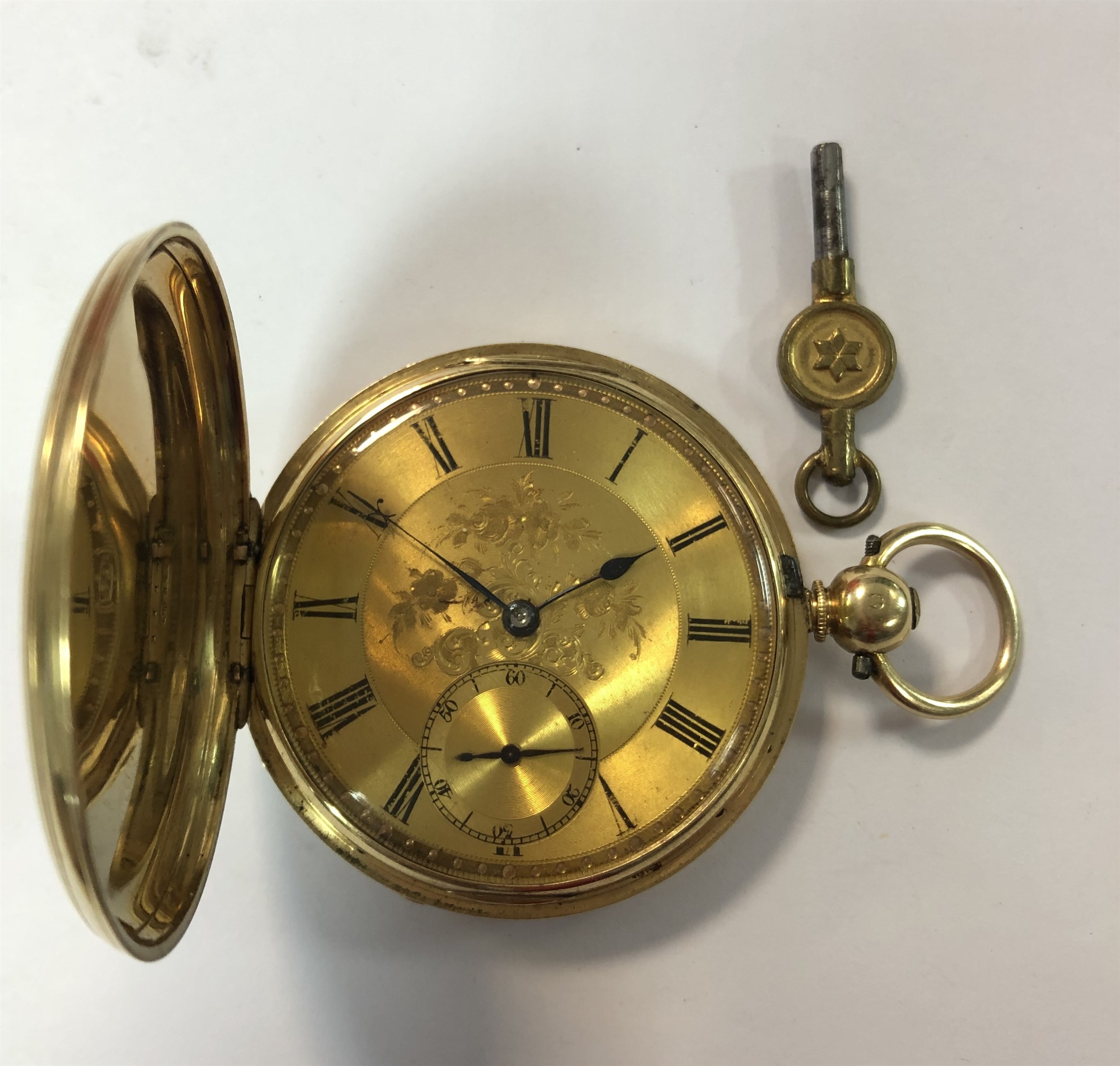 John Le Gallais, Jersey - A Victorian 18ct gold full hunter dress pocket watch,