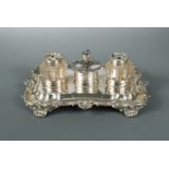 A Victorian silver table inkstand, a gift from the War Office,