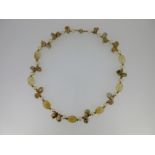 A citrine, hessonite garnet and cultured pearl necklace,