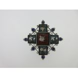 A micro mosaic cruciform brooch / pendant,