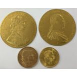 A collection of 4 gold coins,
