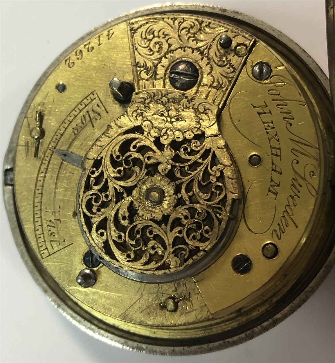 John Sweden, Hexham - A William IV silver pair cased pocket watch, - Bild 7 aus 10