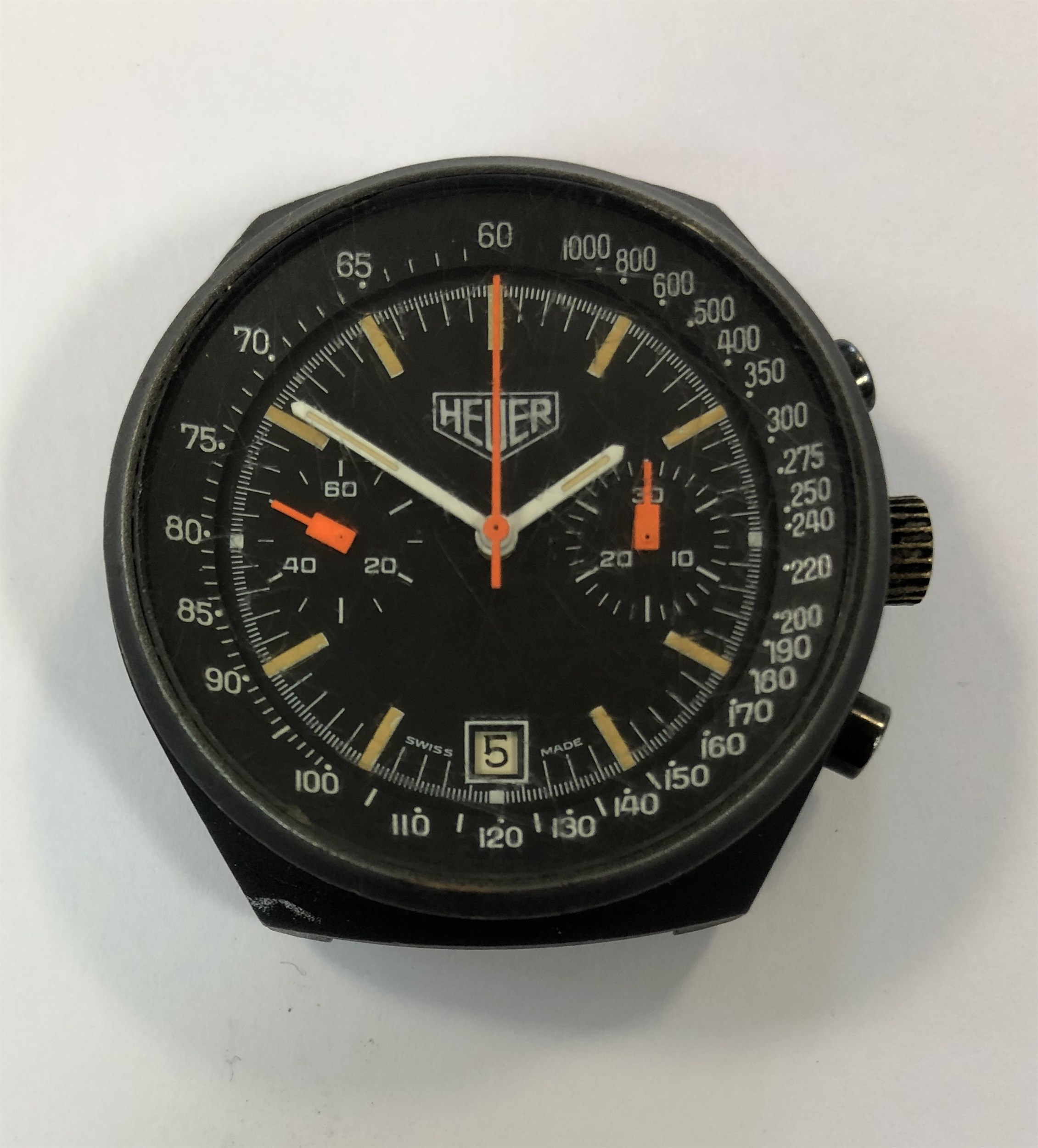 Heuer - A gentleman's rare PVD coated stainless steel chronograph watch head,