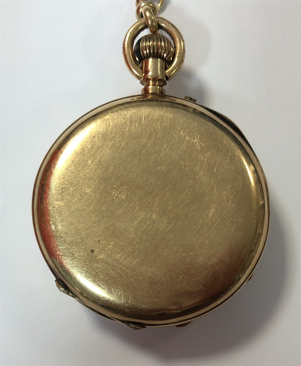 Unsigned - An early 20th century Swiss 14ct gold open faced pocket watch with Albertina chain, - Bild 3 aus 13