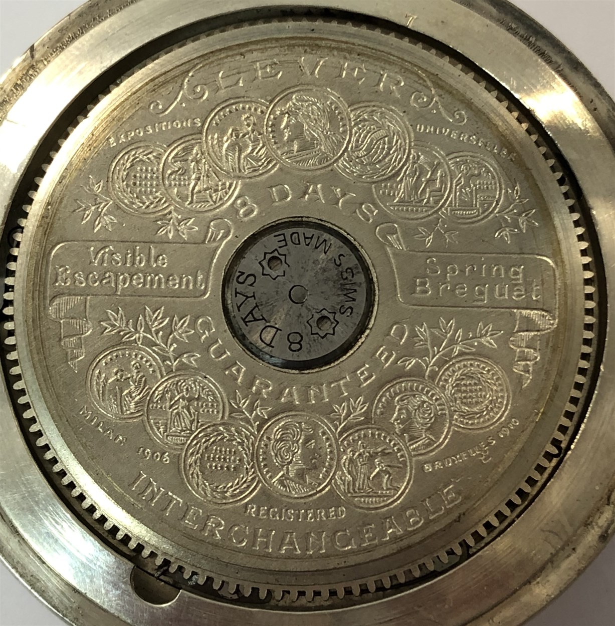 Schild & Cie - A George V silver Hebdomas 8 day open faced pocket watch and chain, - Bild 9 aus 12