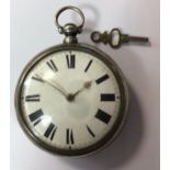 Unsigned - A William IV silver pair cased pocket watch,