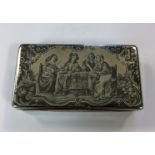 A French metalwares parcel gilt and neillo snuff box,