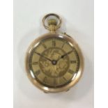 Unsigned - A lady's Swiss 14ct gold open faced pocket watch,