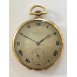 Rolex - A George V 18ct gold open faced dress pocket watch,