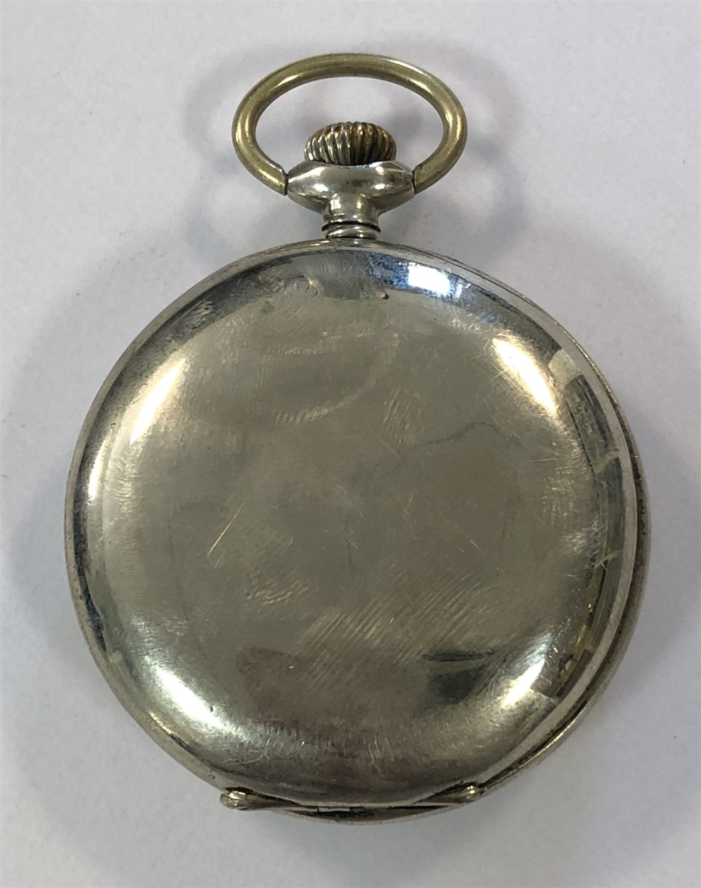 Unsigned - An early 20th century open faced pocket watch with 8 day movement and painted dial, - Bild 5 aus 6