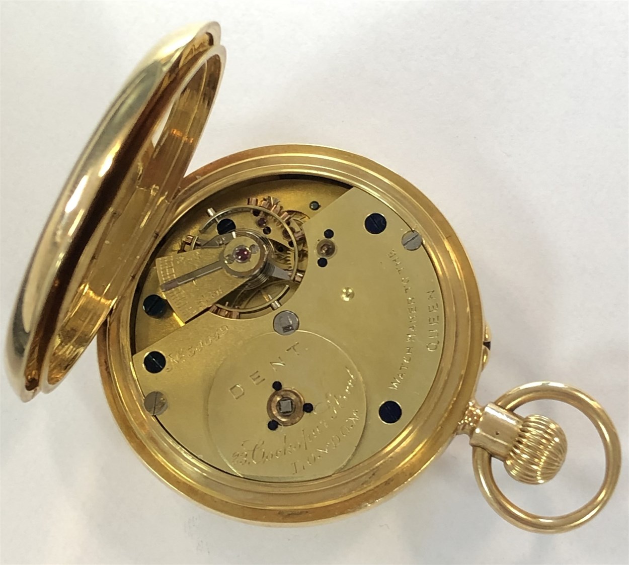 Dent, London - An Edward VII 18ct gold half hunter pocket watch, - Bild 7 aus 8