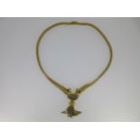 A 14ct gold collarette with pendant tassel,