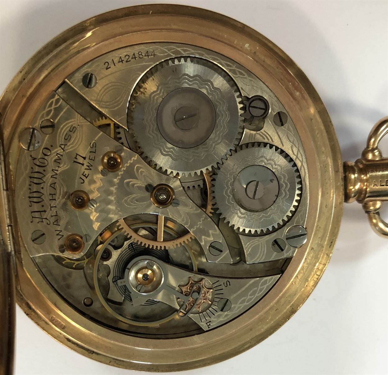 Waltham - A George V 9ct gold open faced pocket watch, - Bild 6 aus 7