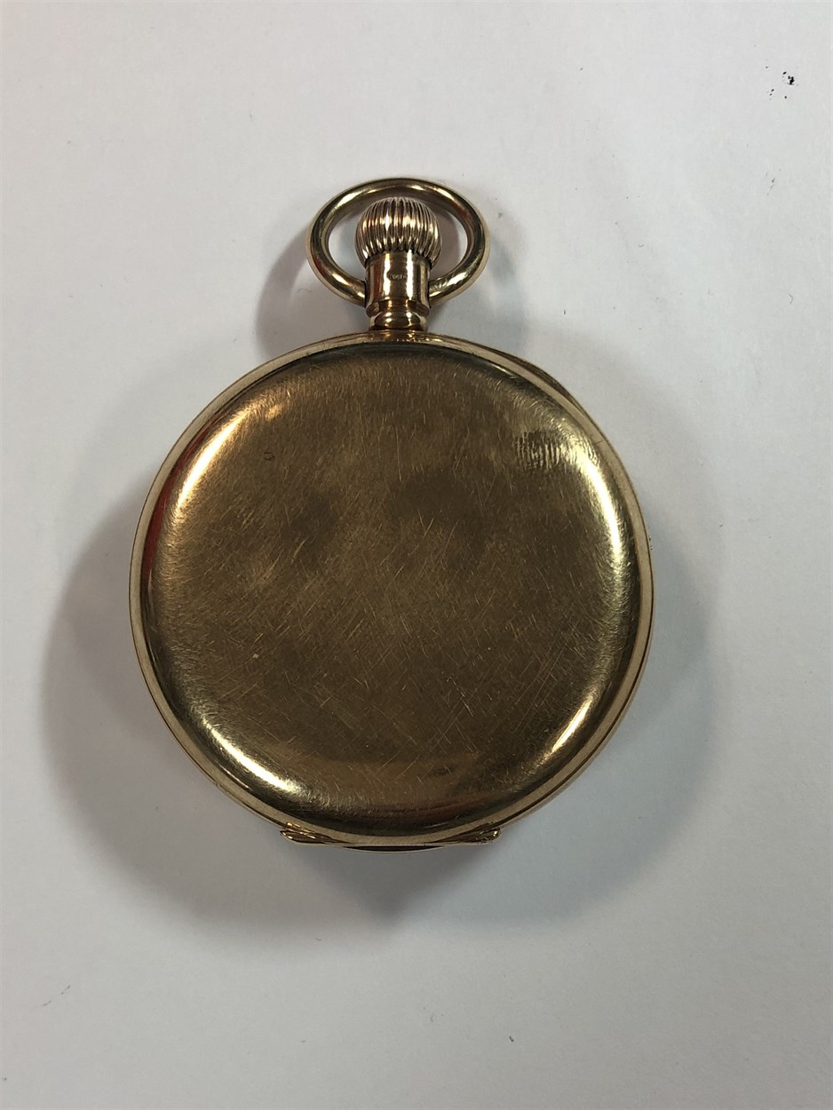 J.W. Benson - A George V 9ct gold open faced pocket watch in the original case, - Bild 2 aus 7