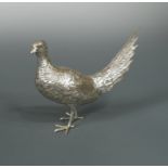 A (probably) German metalwares 20th century silver model of a pheasant,