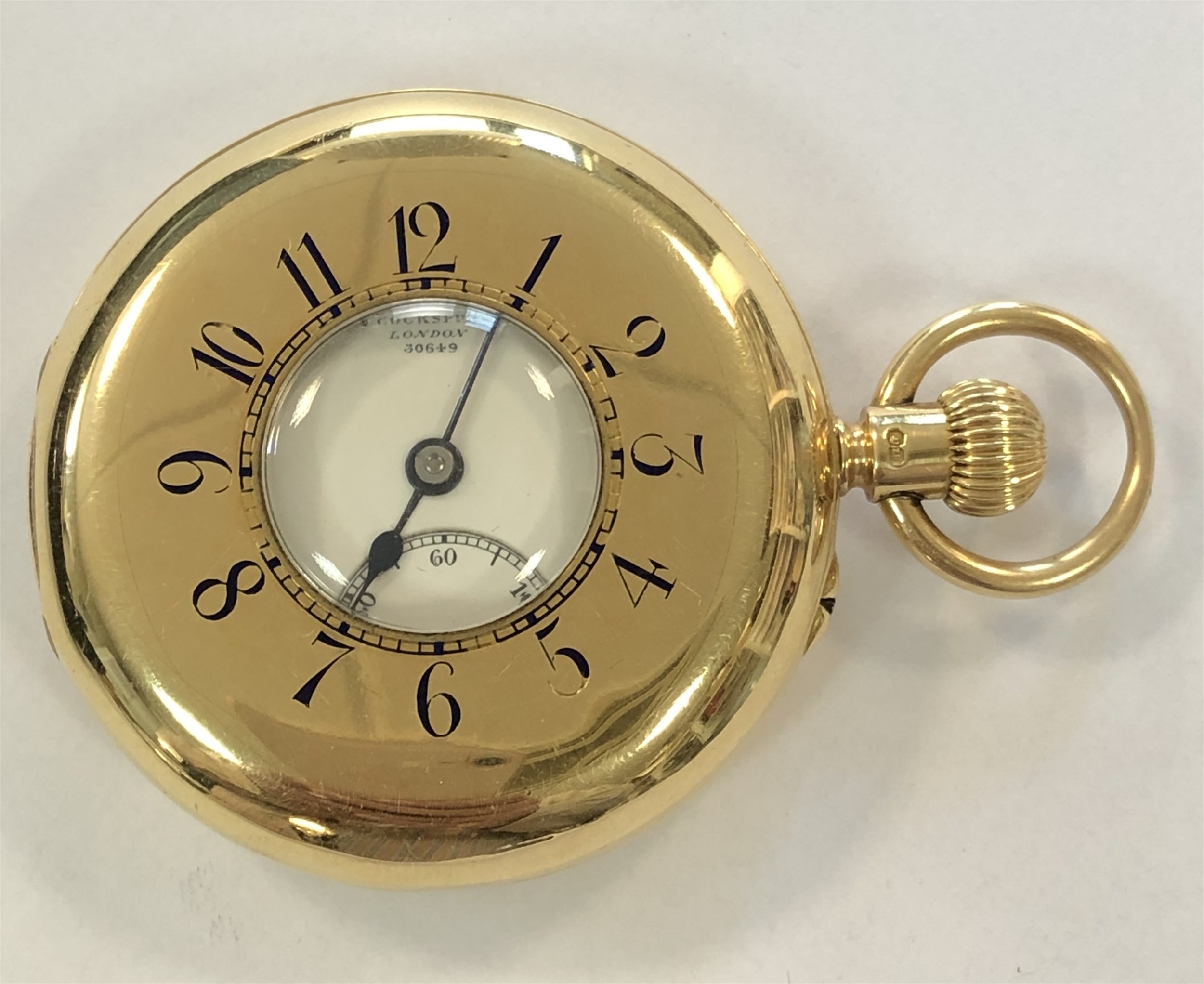 Dent, London - An Edward VII 18ct gold half hunter pocket watch,