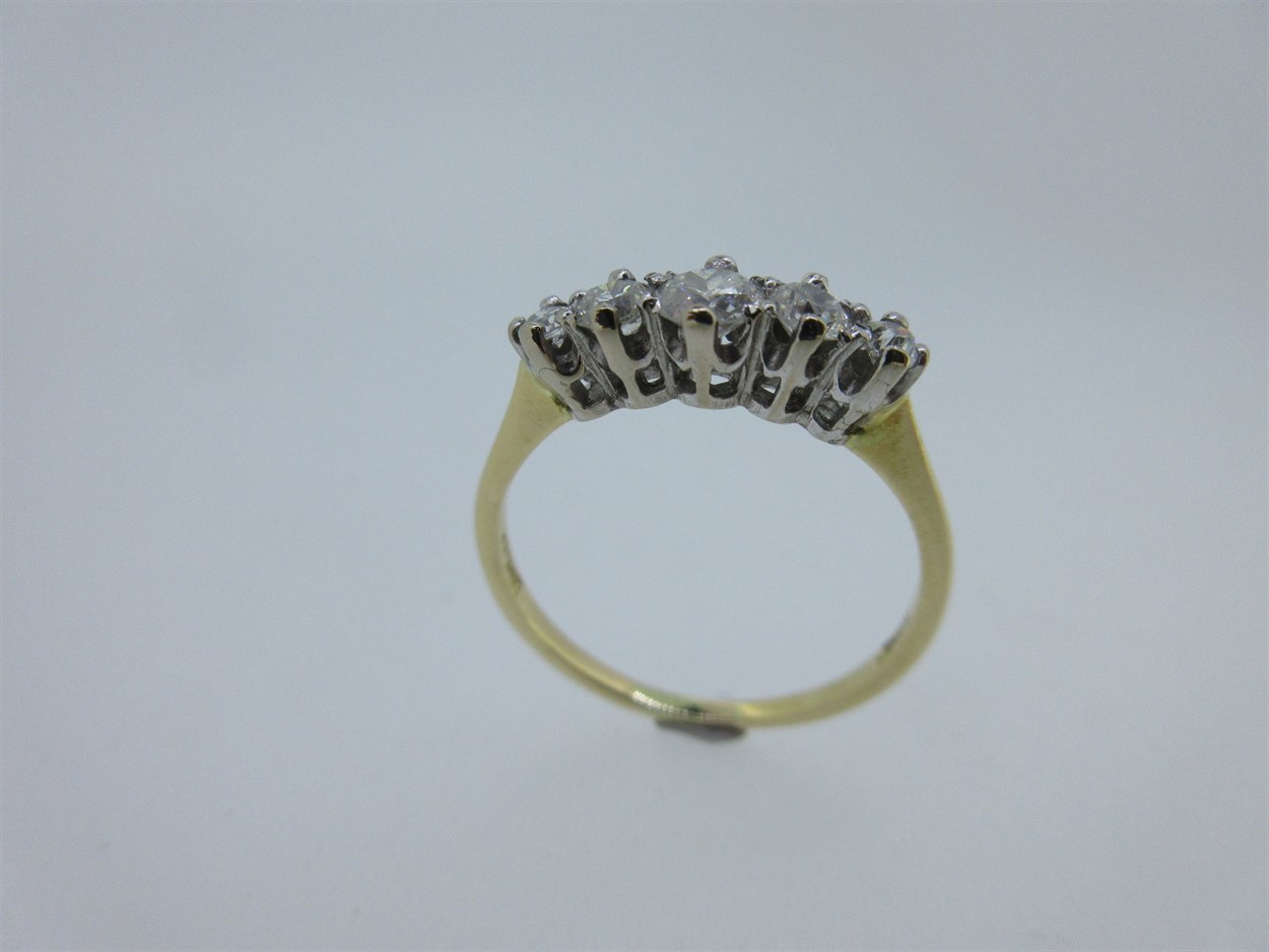 A five stone diamond ring, - Image 2 of 5