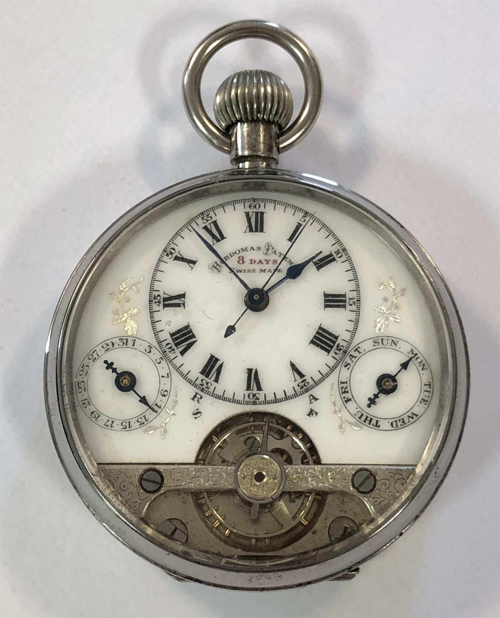 Schild & Cie - A Hebdomas 8 day calendar open faced pocket watch,