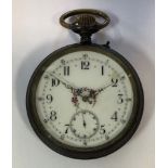 Unsigned - A Goliath style open faced pocket watch with painted dial,