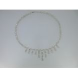 A moonstone set fringe necklace,