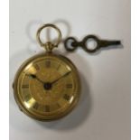 Unsigned - A Victorian lady's 18ct gold open faced pocket watch,