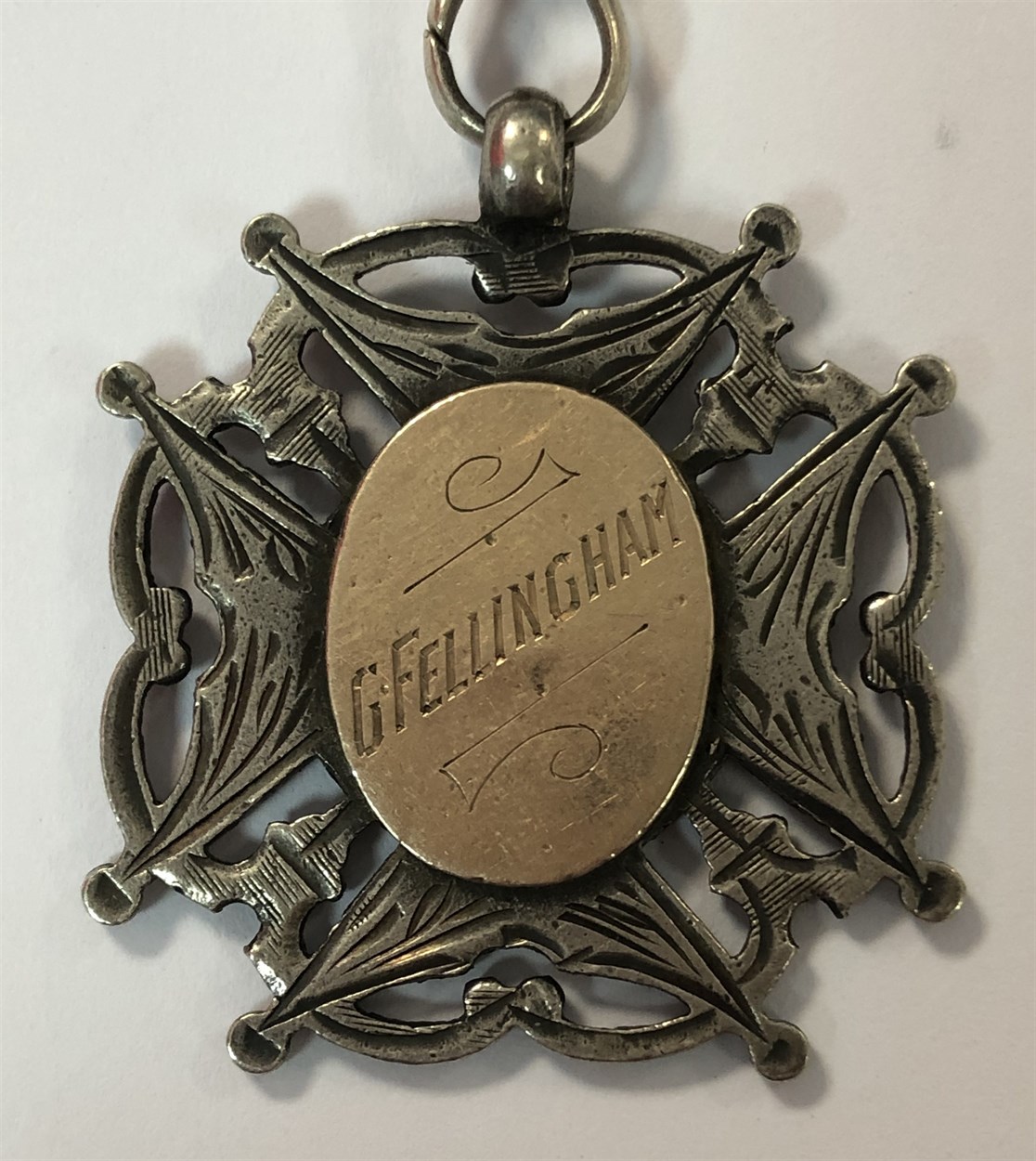 J.W. Benson - A George V silver half hunter pocket watch with attached Albert chain, - Bild 16 aus 22