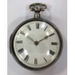 John Paxton, St Neots - A George III silver pair cased pocket watch,