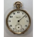 Rolex - A George V 9ct gold open faced pocket watch,