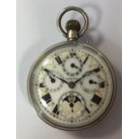 Unsigned - An early 20th century Swiss silver open faced calendar pocket watch,