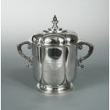 A George V silver large two handled porringer & cover, a gift from the Duke of Connaught,