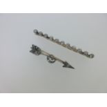 Two antique diamond brooches - a bar and an arrow,