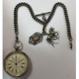 J Richardson, Coventry - A Victorian silver open faced chronograph pocket watch and chain,