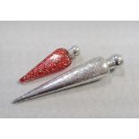 Two Victorian silver travelling scent bottles,