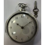 T Spencer - A George III silver pair cased pocket watch,