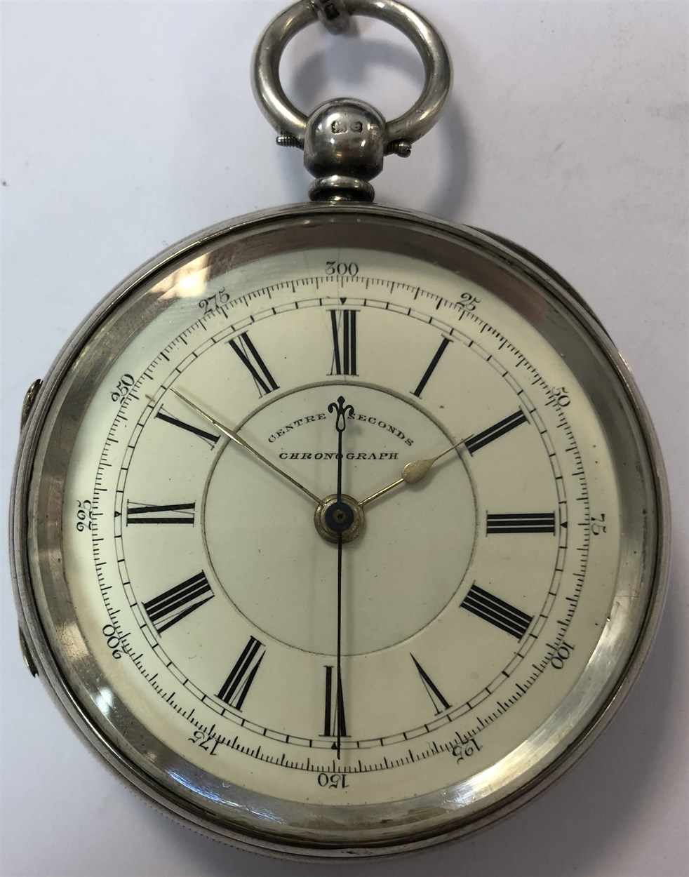J Richardson, Coventry - A Victorian silver open faced chronograph pocket watch and chain, - Bild 2 aus 20