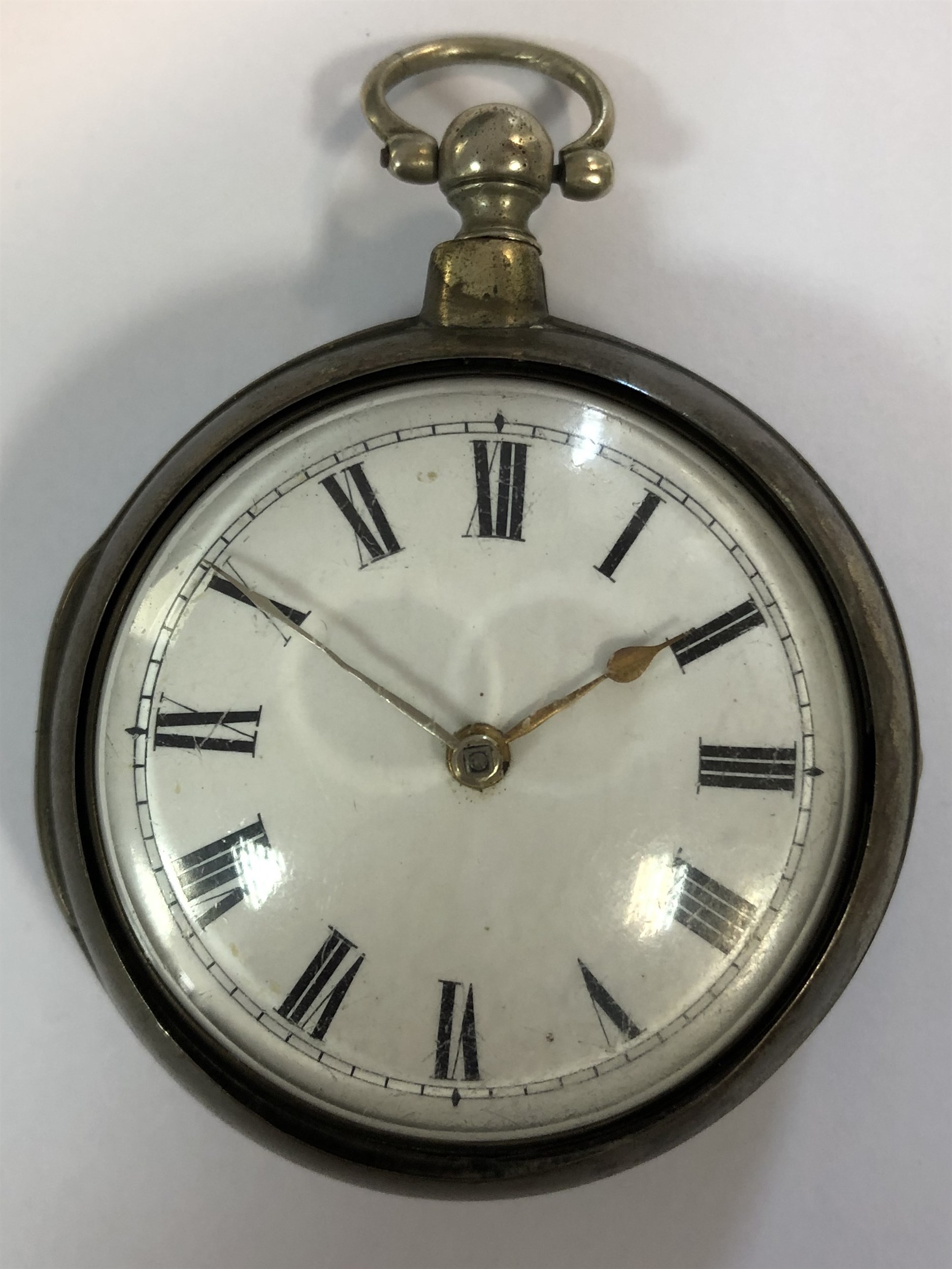 Mathews, Welchpool - A George III silver pair cased pocket watch,