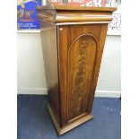 A good quality 19th Century mahogany collectors cabinet, the arched single panelled door houses a