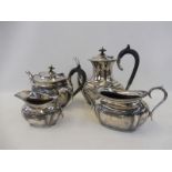 A silver plated four piece tea set.