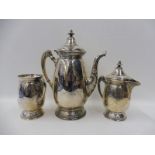 An American silver plated three piece tea set.