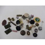 A quantity of assorted badges etc including railway, also cufflinks etc.