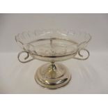 An Art Nouveau design silver plated centrepiece supporting a glass bowl.