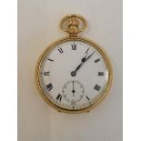 A 9ct gold gentleman's pocket watch with secondary dial and internal inscription.