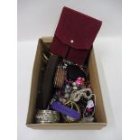 A box of assorted costume jewellery.