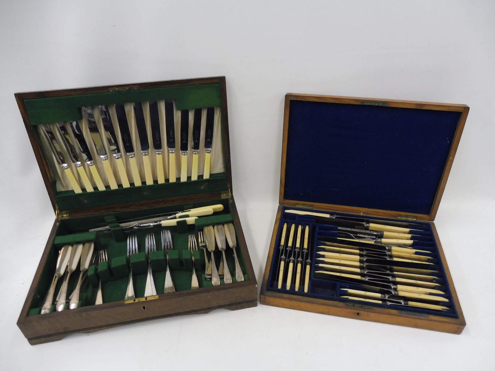 A Mappin Webb & Co. oak cased canteen of cutlery and one other set.