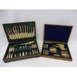 A Mappin Webb & Co. oak cased canteen of cutlery and one other set.