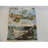 Two Revell 1/32 scale aircraft kits, Stuka and Skyraider, unchecked.