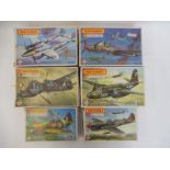 Six boxed Matchbox 1:72 scale aeroplane kits, checked and complete.