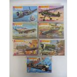 Seven boxed Matchbox 1:72 scale aeroplane kits, checked and complete.