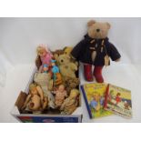 A box mixed soft toys including Paddington.